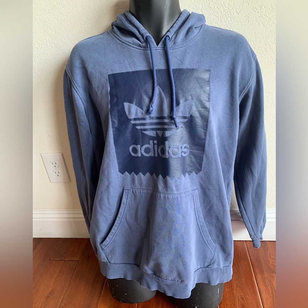 ADIDAS Originals Blackbird Trefoil Graphic Pullover Hoodie Blue Men's Large